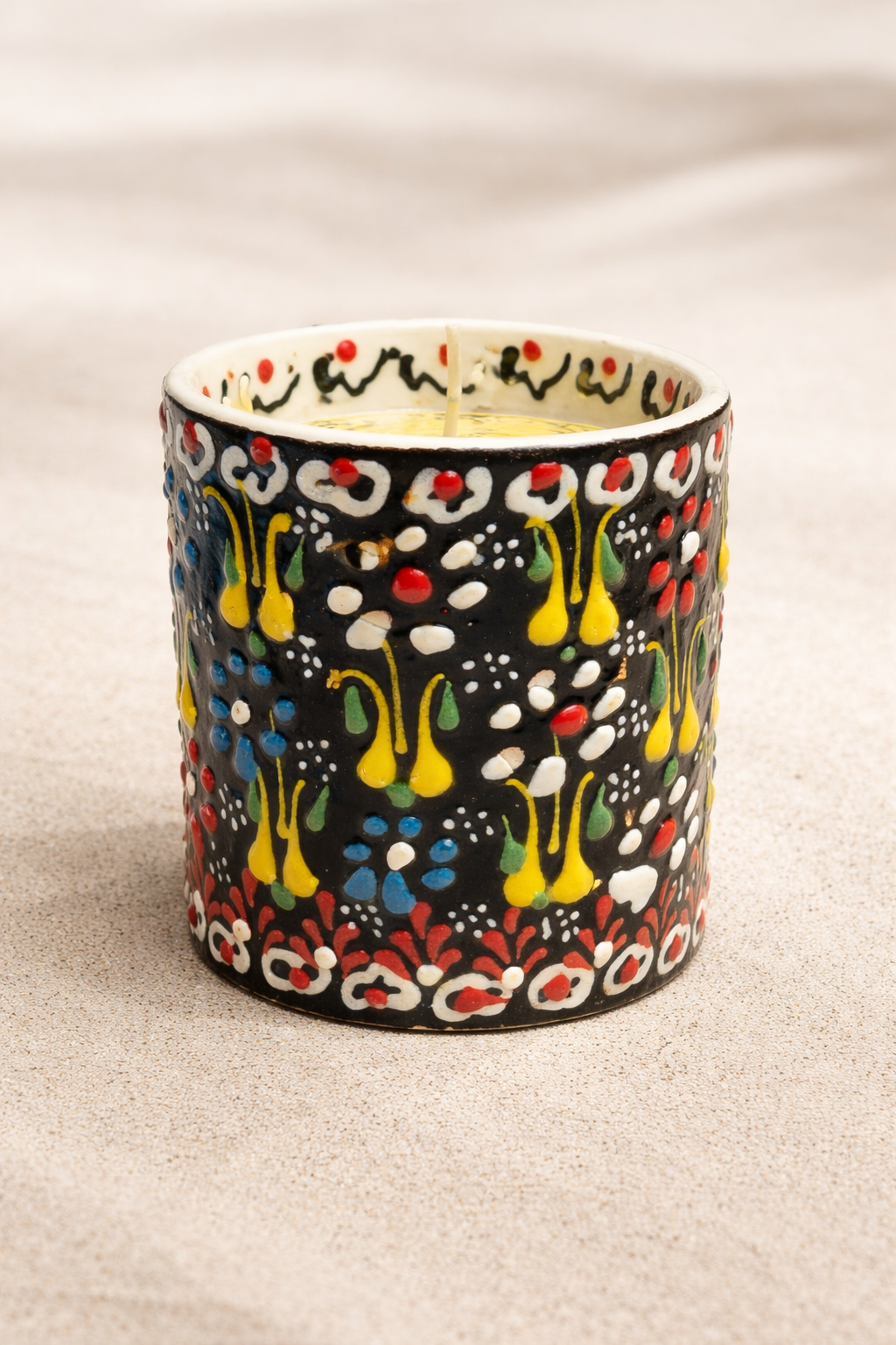 Handcrafted Artisan Ceramic Candle - One of a Kind (Black)