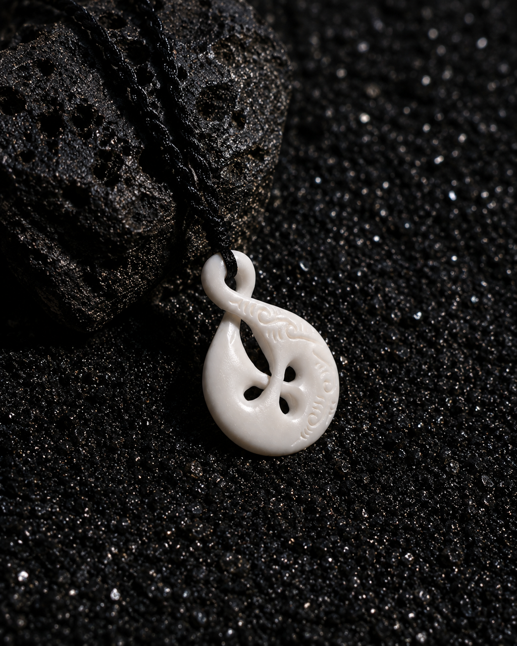 Ocean Spirit Pendant Hand-Carved Yak Bone Necklace