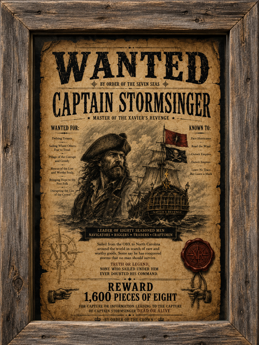 Captain Stormsinger Wanted Print - Framed Edition