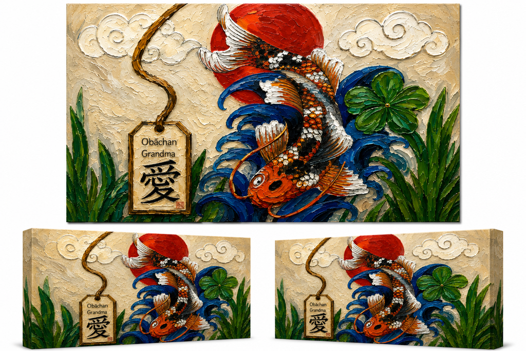 “Grandmother’s Koi” Local Artist Textured Print