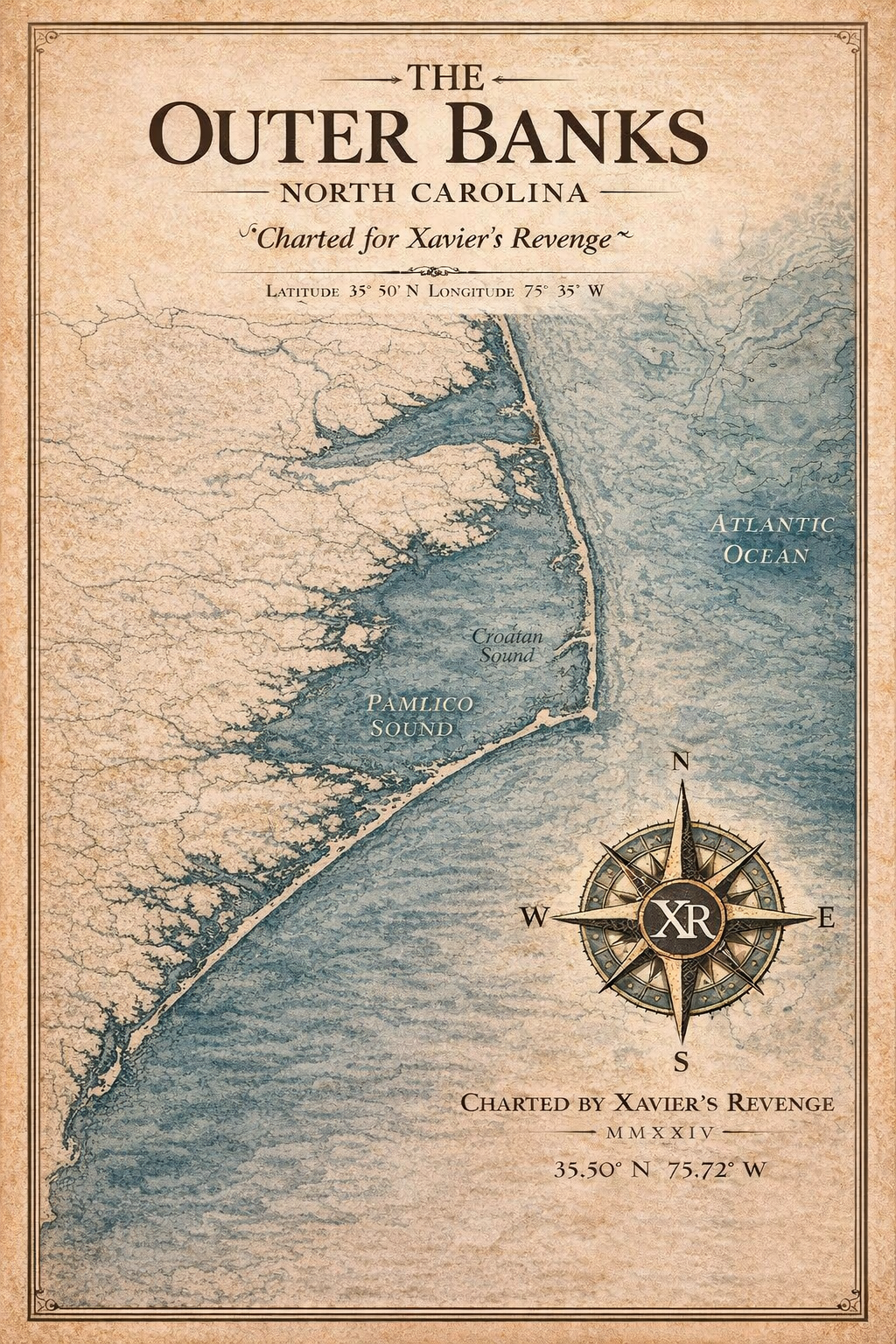 Outer Banks Nautical Chart - Charted for Xavier's Revenge